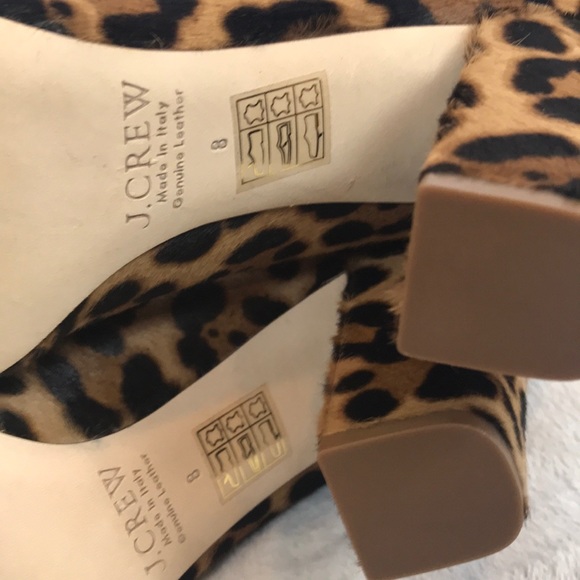J Crew calf hair leopard print Leather block heel - Picture 6 of 7